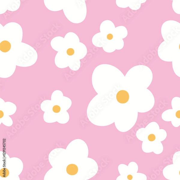 Fototapeta Seamless daisy floral pattern vector background