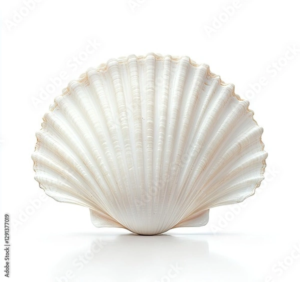 Fototapeta Single scallop shell, isolated on white