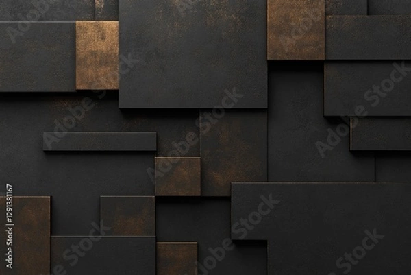 Obraz Elegant composition of dark panels with bronze highlights adds d