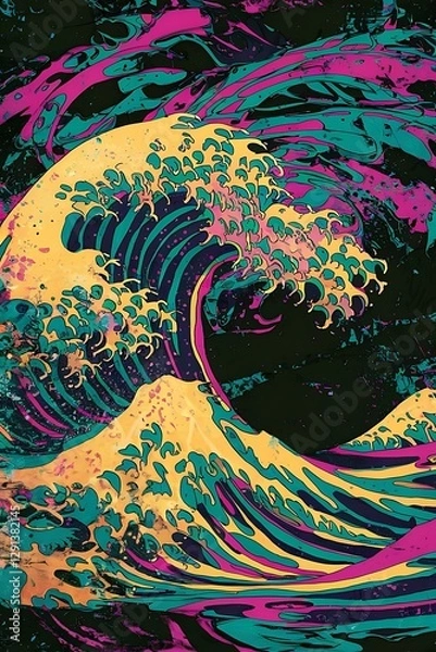 Fototapeta Abstract wave color retro grunge background