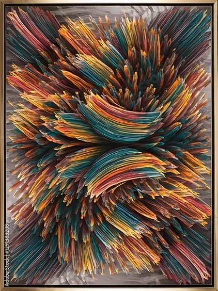 Fototapeta Abstract spectrum brush strokes textured art frame background