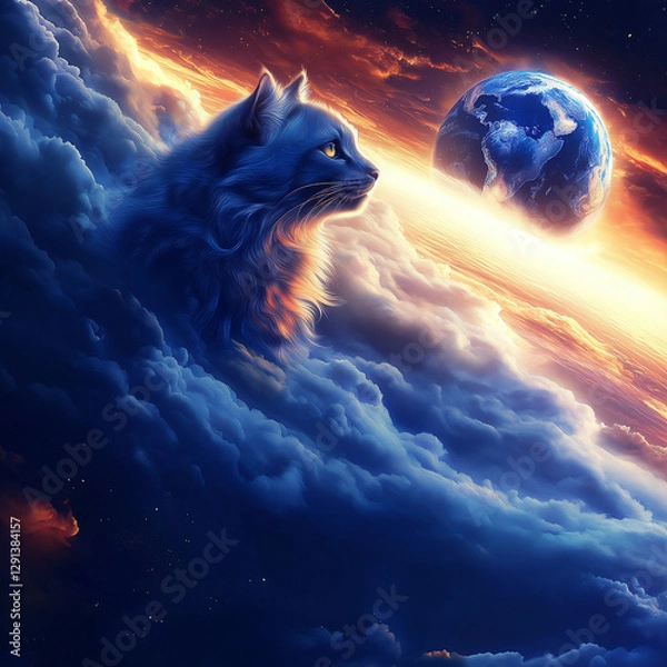 Obraz Cosmic Cat in the Clouds
