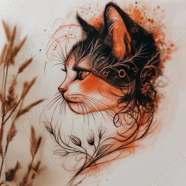 Obraz Artistic Cat Portrait