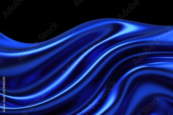 Fototapeta Flowing blue fabric creates mesmerizing wave pattern, evoking tr