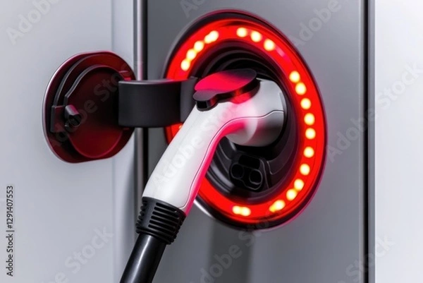 Fototapeta Charging station features illuminated design with modern chargin