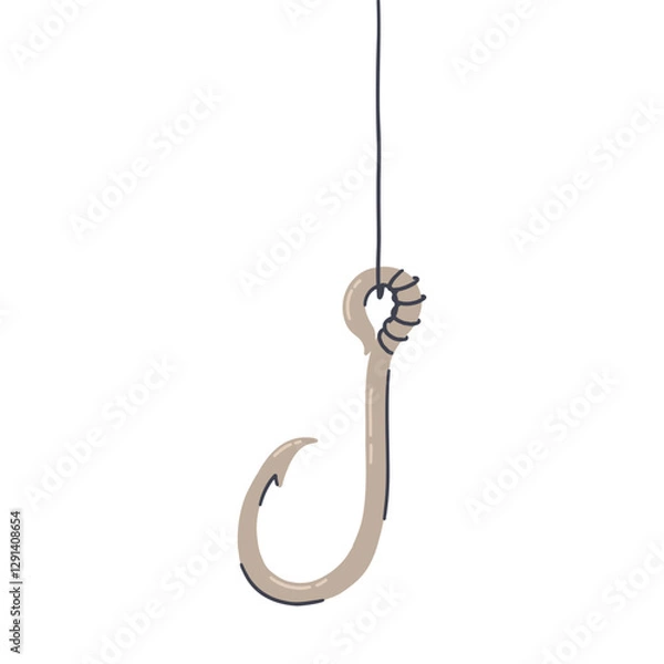 Fototapeta Fish Hook with Line Flat Graphic