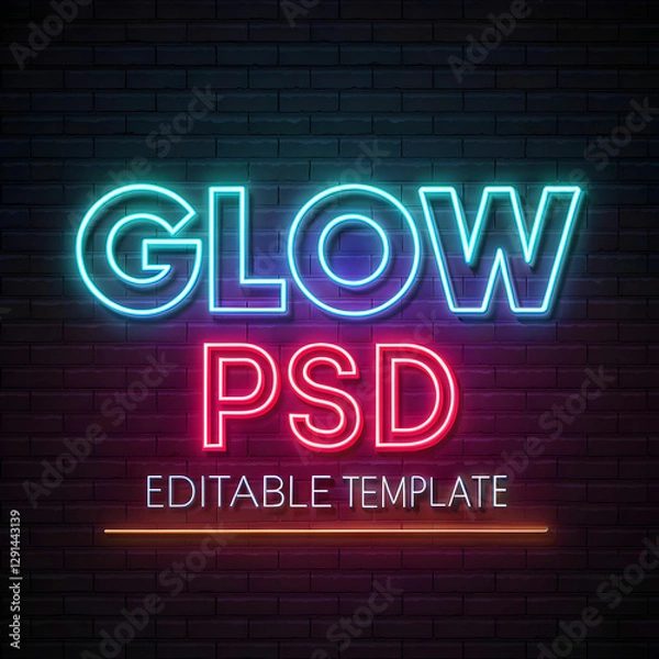 Fototapeta futuristic glow text effect psd editable template