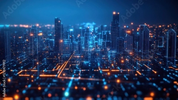 Obraz AI-powered government services, futuristic digital transformation, glowing city management interface,