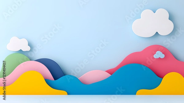 Fototapeta Creative minimalist style art background or trendy design with basic shapes. Beautiful artwork, soft pastel colors