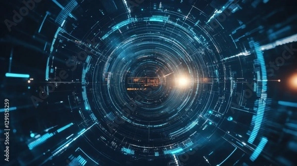 Fototapeta High-tech motion graphics concept, futuristic digital animation,