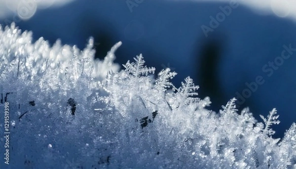 Fototapeta  Close-up photo of ice crystals on snow