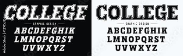 Fototapeta Editable typeface vector. University sport font in american style for football, baseball or basketball logos and t-shirt.
