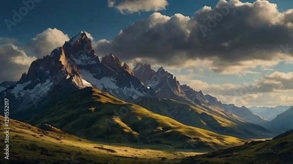 Obraz Serene Mountain Range Bathed in Warm Light