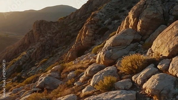 Obraz Eroded Rocks Bathed in Warm Evening Glow