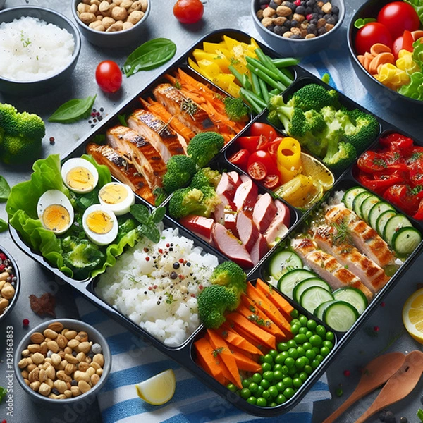 Obraz grilled salmon with vegetables