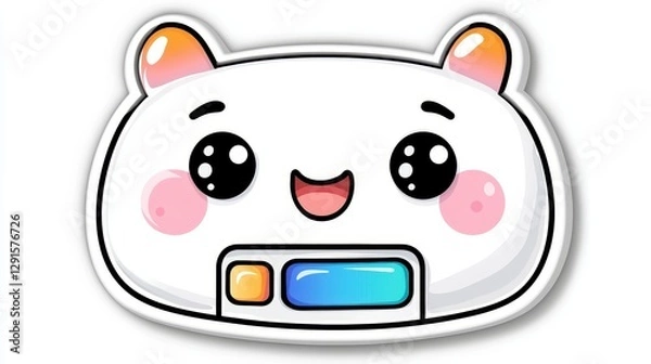 Fototapeta Cute cartoon character with cheerful expression and vibrant colors