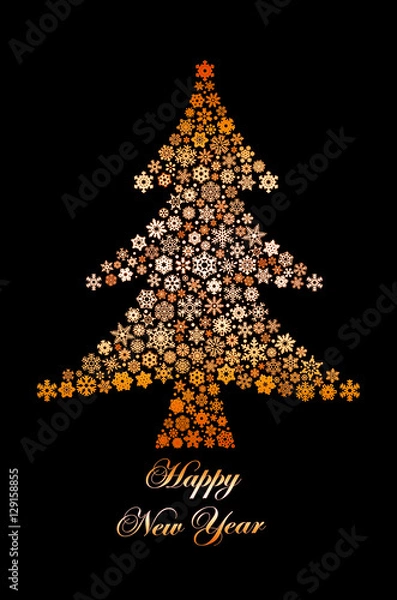 Obraz Christmas tree drawn by snowflakes