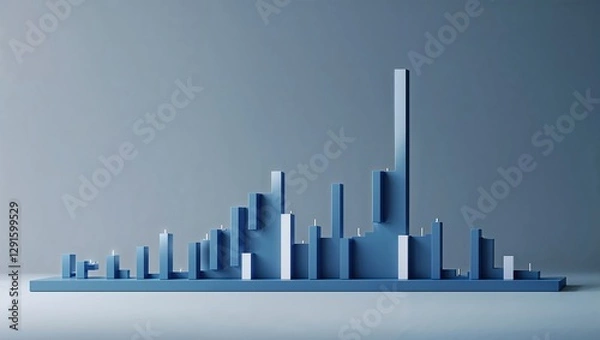 Fototapeta Candlestick chart illustrates trading data with varied heights of blue bars depicting market fluctuations. This representation emphasizes price movement over time in a clear layout