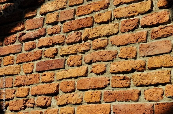 Obraz Texture, wallpaper, sunlight falls on a red brick wall