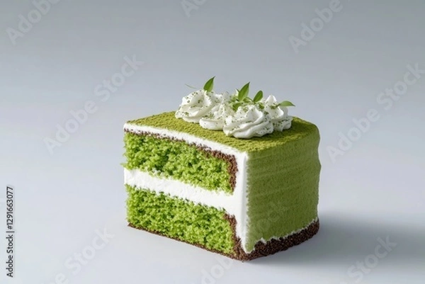 Fototapeta Delightful green cake with fluffy frosting and fresh mint leaves