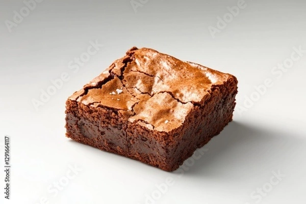 Fototapeta Rich chocolate brownie with glossy top, showcasing fudgy texture