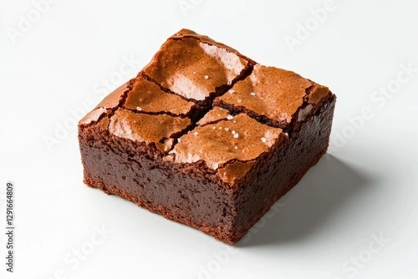 Fototapeta Rich, fudgy brownie square with cracked top, showcasing its deli