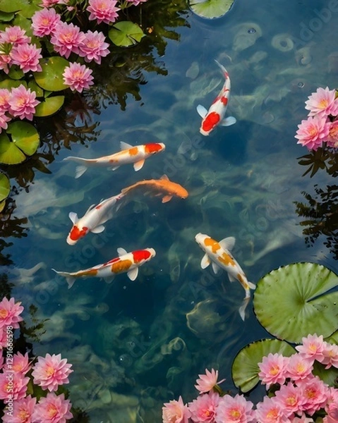 Obraz Vibrant koi fish in clear natural water a captivating aquatic paradise