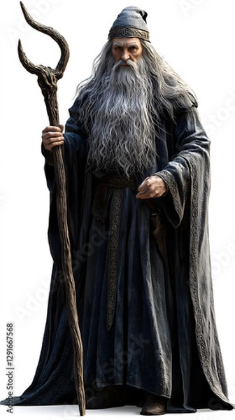 Fototapeta Epic sorcerer's confrontation enchanted forest fantasy art magical realm front view power and wisdom