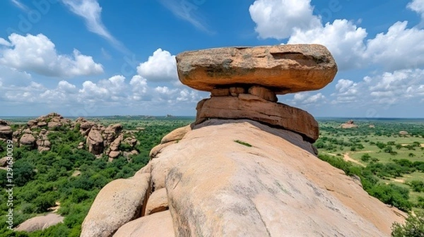 Fototapeta Exotic Balancing Rock Formation on Scenic Landscape with Clear Sky