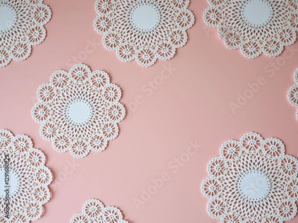 Obraz Pink Background with White Doilies
