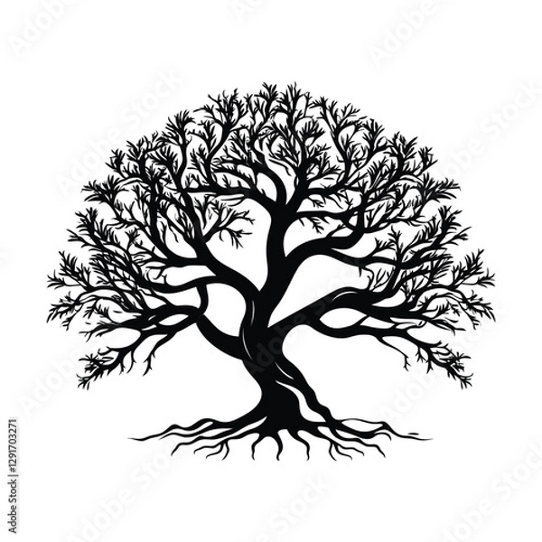 Obraz Banyan Tree vector silhouette illustration