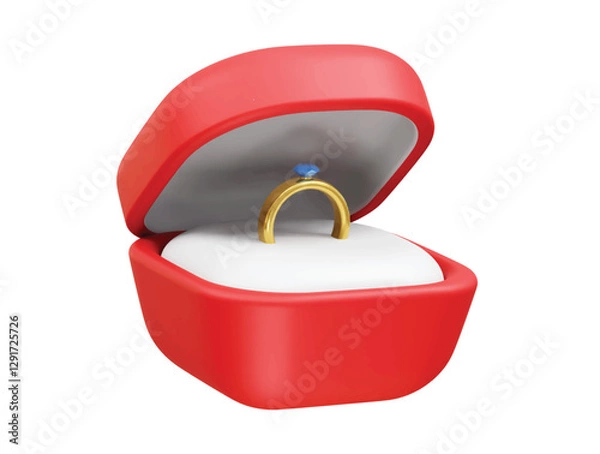 Fototapeta Ring in Red Box icon 3d render. Weeding ring icon illustration 3d