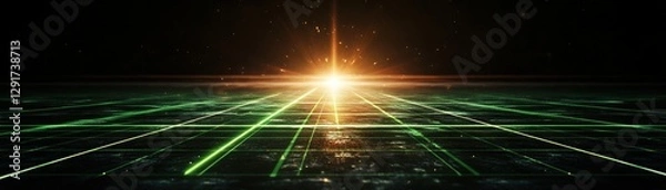 Fototapeta Dark room with a glowing light source creating a mysterious and enigmatic atmosphere for creative inspiration