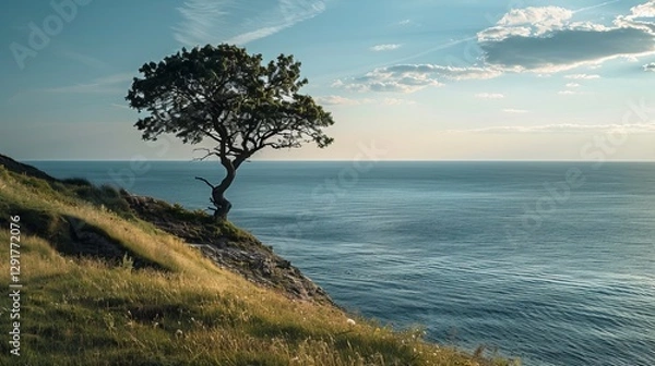 Obraz Hill, sea, tree, sky 