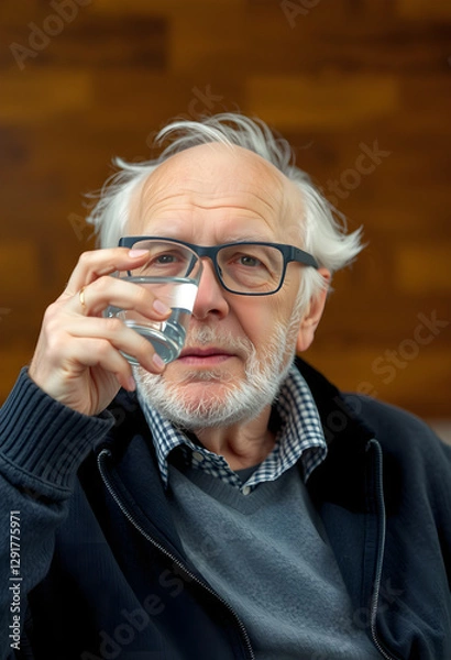 Obraz Senior mit Wasserglas