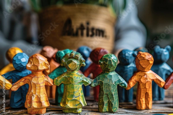 Obraz Colorful human figures as a symbol of diversity. World Autism Awareness Day.World Autism Acceptance Day. International Neurodiversity Day.