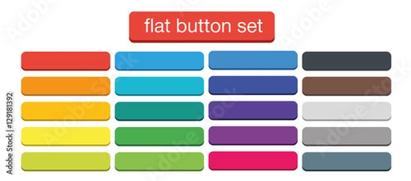 Fototapeta Flat Web Buttons Set Vector Isolated Material Design