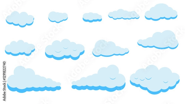 Obraz Set of 12 comic style clouds, transparent background