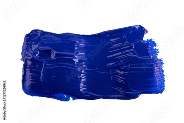 Obraz Acrylic blue paint brush track blank art isolated on the white background