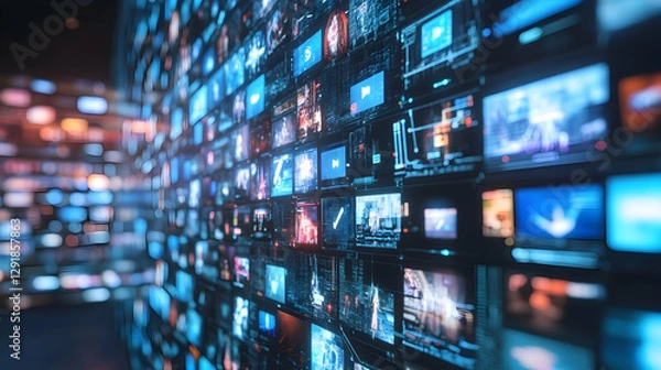 Obraz Streaming media integration in futuristic urban environments