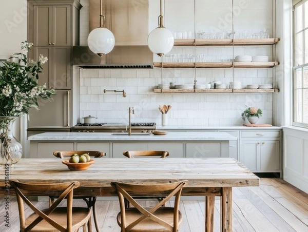 Obraz Modern Farmhouse Kitchen with Industrial Elements