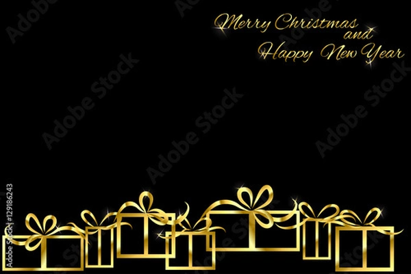 Obraz Christmas background with gold gift