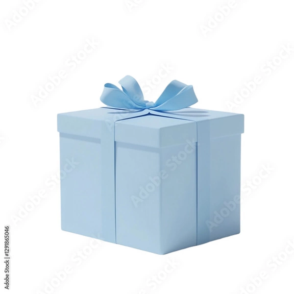 Fototapeta Light Blue Gift Box with a Bow Awaiting Unwrapping Joyful Surprise,