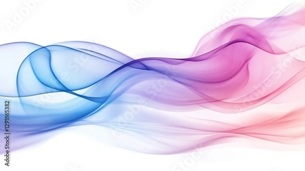 Fototapeta Abstract Flowing Waves of Blue and Pink Gradient on White Background