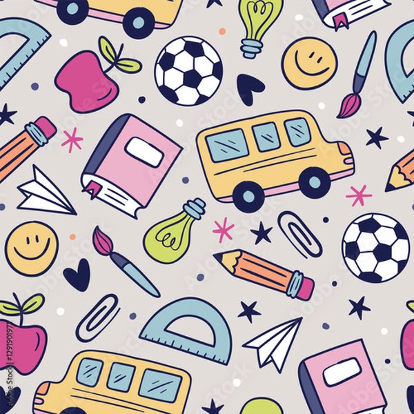 Obraz Back To School Pattern Hand Drawn Back To School Background