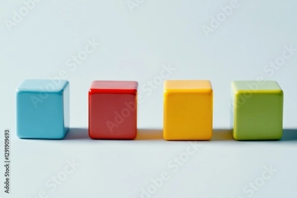 Fototapeta Four Colorful Cubes in a Row