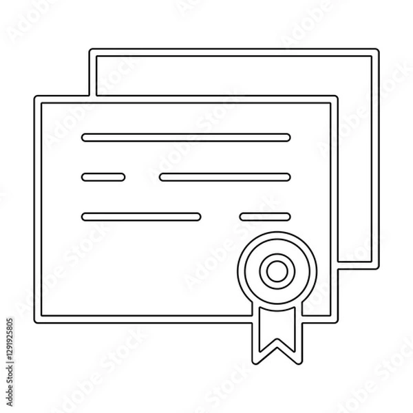 Fototapeta certificate icon in line style