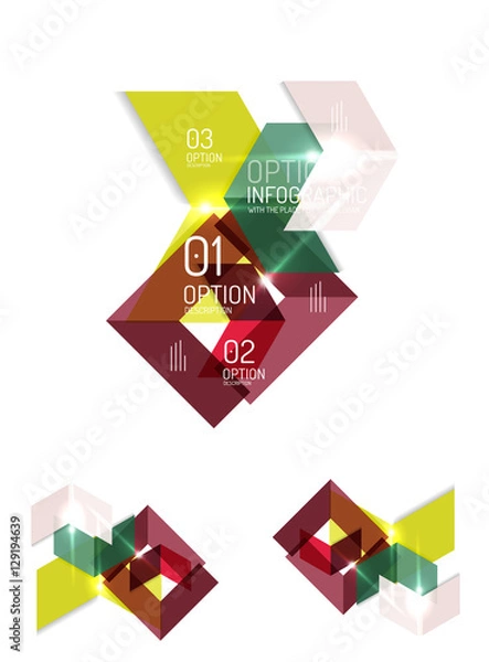Fototapeta Set of abstract geometric paper graphic layouts