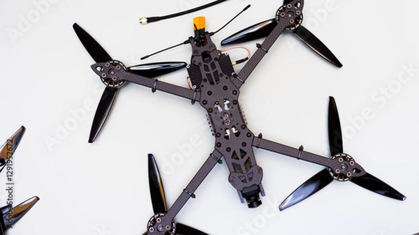 Fototapeta FPV drone in production on white background.