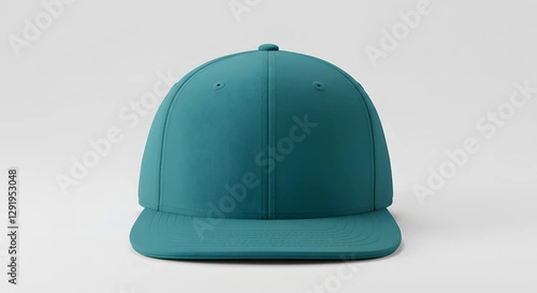 Fototapeta Teal blank smooth hat white backdrop bright studio lighting mockup clean sharp image